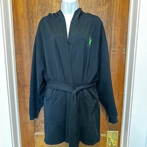 Savage X Fenty Forever Savage Short Hooded Robe XL/1X Rihanna Black‎ Lime Green